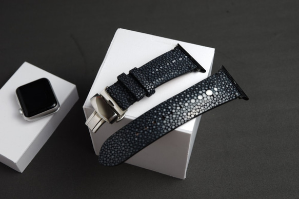 【高級革使用】スティングレイ　エイ革　スターマーク　Applewatchベルト　腕時計 バンド　本革　 2枚目の画像