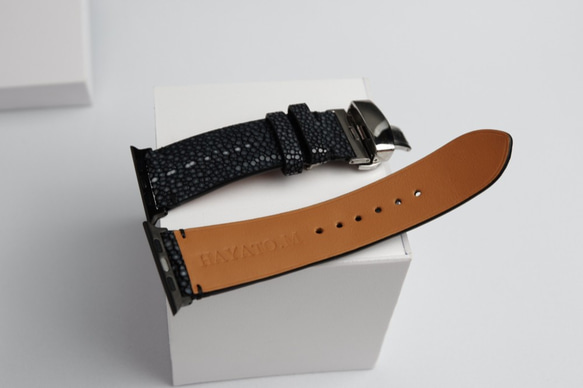 【高級革使用】スティングレイ　エイ革　スターマーク　Applewatchベルト　腕時計 バンド　本革　 5枚目の画像