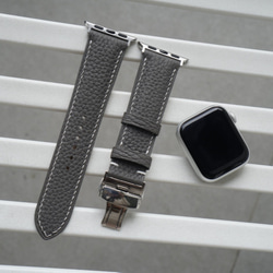 高級革使用Apple Watchベルト　時計ベルト グレー色　レザー　コペンハーゲングレー　ジャーマンシュリンク革 1枚目の画像