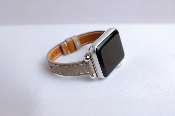 高級革使用　アップルウォッチベルト　イタリア産レザー 　レディース　本革　細め　時計ベルト　 2枚目の画像