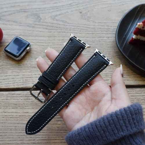 高級革使用Apple Watchベルト 時計ベルト グレー色 レザー