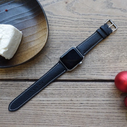 高級革使用Apple Watchベルト　時計ベルト グレー色　レザー　ブラック　ジャーマンシュリンク革 4枚目の画像
