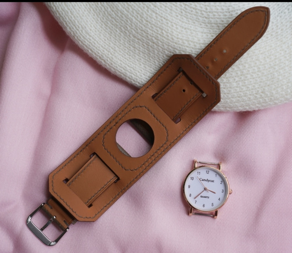 高級革使用ベルト　エトゥープ色　バンドストラップ　時計ベルト レザー　腕時計　革ベルト　皮　革 6枚目の画像