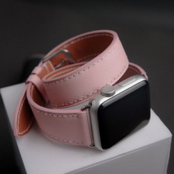 キャンペン中】高級革使用のApple Watchベルト　2重巻きタイプ　時計ベルト レザー　腕時計　革ベルト　皮　革 2枚目の画像