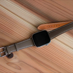 キャンペン中 高級革使用　腕時計ベルト フランス産高級レザ　ヴォースイフト メンズ　レディース エトゥープ二重 6枚目の画像