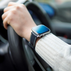 高級革　ネイビー　アップルウォッチバンド　腕時計　ベルト　エプソンレザー　AppleWatch　 5枚目の画像