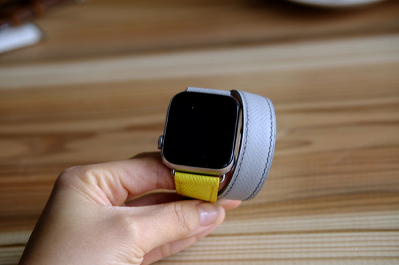 キャンペン中 高級革使用のApple Watchベルト　2重巻きタイプ　時計ベルト レザー　腕時計　革ベルト　皮　革 3枚目の画像