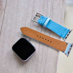 キャンペン中 アップルウォッチバンド　腕時計　ベルト　エプソンレザー　青x水色　 4枚目の画像