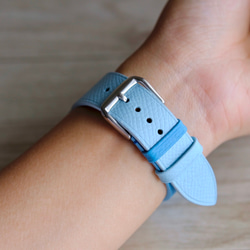 キャンペン中 アップルウォッチバンド　腕時計　ベルト　エプソンレザー　青x水色　 5枚目の画像