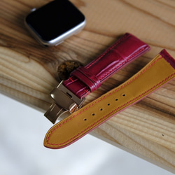 オーダーメイド　フランス産高級革　アリゲーターワニ革　アップルウォッチバンド　時計ベルト　上品 4枚目の画像