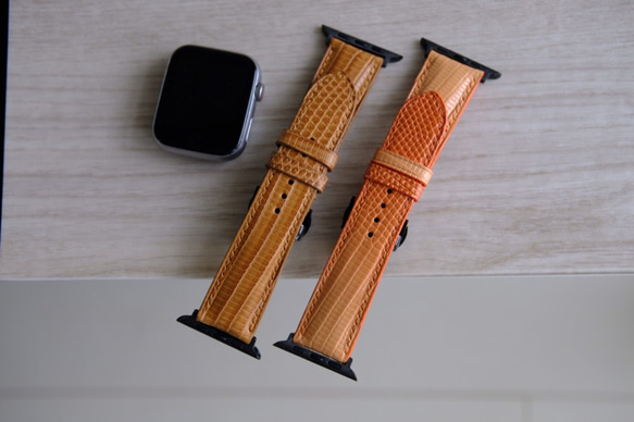 キャンペン中 【高級革使用】　腕時計ベルト　アップルウォッチバンド　スペイン産のリザード革 トカゲ革　メンズ　レディース 5枚目の画像