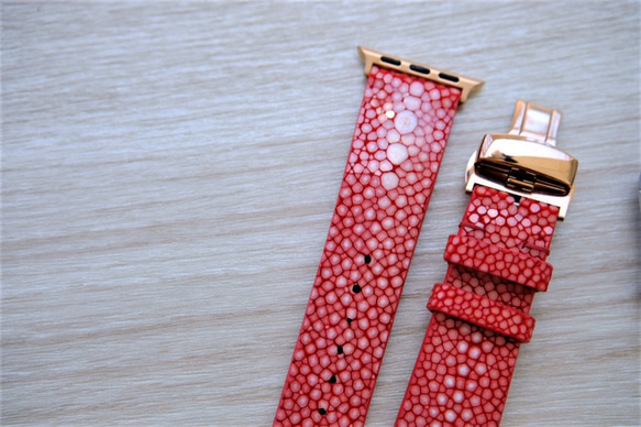 キャンペン中 高級革使用 スティングレイ　エイ革　スターマーク　Applewatchベルト　腕時計 バンド　本革　 4枚目の画像
