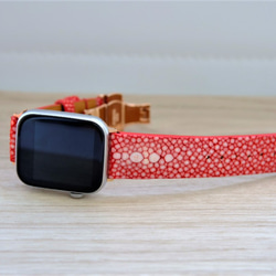 キャンペン中 高級革使用 スティングレイ　エイ革　スターマーク　Applewatchベルト　腕時計 バンド　本革　 5枚目の画像