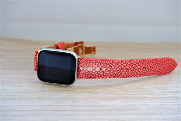キャンペン中 高級革使用 スティングレイ　エイ革　スターマーク　Applewatchベルト　腕時計 バンド　本革　 5枚目の画像