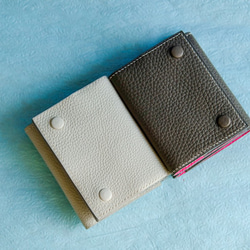 【オーダーメイド】オールレザー　フランスレザー使用コンパクト財布　（エタンｘローズパープル） 7枚目の画像