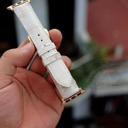 高級革使用　腕時計　ベルト　時計　アップルウォッチバンド シンガポール　ヘンローン社製のヒマラヤクロコダイル 3枚目の画像