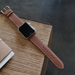 【特別価格】高級革使用Apple Watchベルト　時計ベルト ゴールド色　レザー　ジャーマンシュリンク革 3枚目の画像