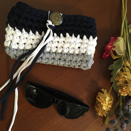 ◉BIG SALE◉ズパゲッティ サングラスケース (②ネイビーx白xグレー  