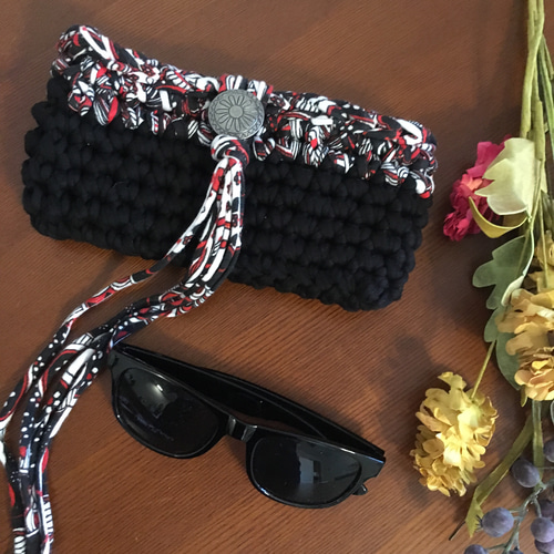 ◉BIG SALE◉ズパゲッティ サングラスケース (④黒x赤系ミックス  