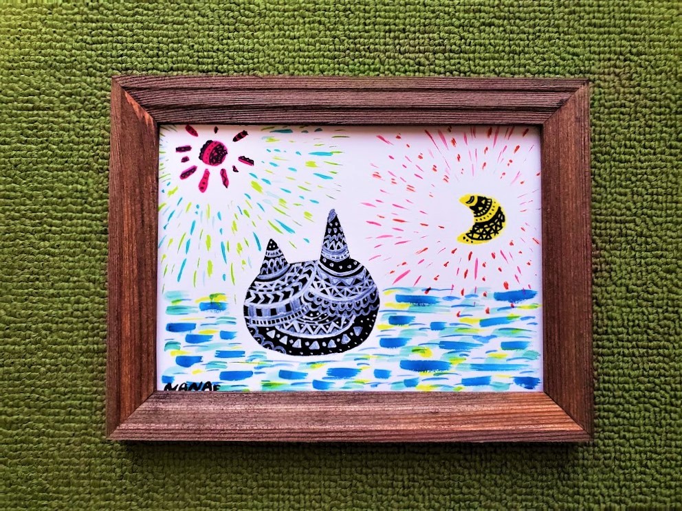 「月夜のおとぎ話」｜絵画 原画 抽象画 動物画 猫の絵 イラスト アート 月夜のおとぎ話」｜絵画 原画 抽象画 動物画 猫の絵 イラスト