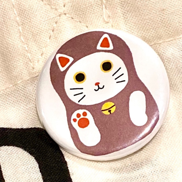 猫　ニャンリョーシカ　七福 シール & 缶バッジ 2枚目の画像