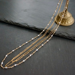 Signature - Necklace - gris petit パール（シルバー）× ゴールド 三連 ネックレス 1枚目の画像