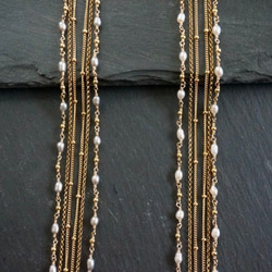 Signature - Necklace - gris petit パール（シルバー）× ゴールド 三連 ネックレス 5枚目の画像