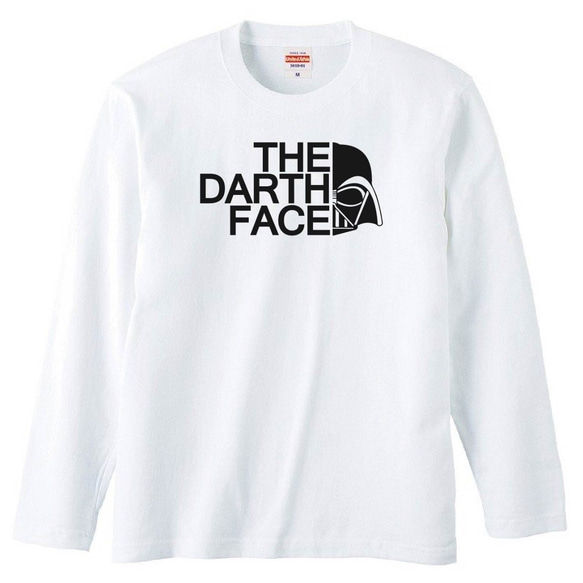 【送料無料】【新品】THE DARTH FACE ロンT 長袖 Tシャツ おもしろ パロディ 白 プレゼント メンズ 1枚目の画像