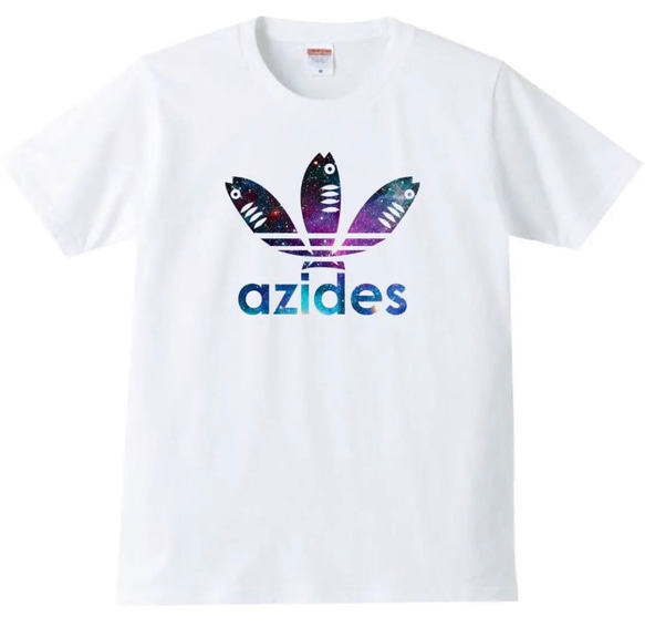 【送料無料】【新品】azides アジデス コスモ柄 Tシャツ おもしろ パロディ 白 ホワイト プレゼント メンズ 1枚目の画像