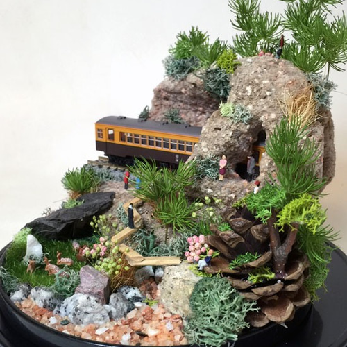 鉄道模型（Nゲージ）のハコニワジオラマ。蒲原鉄道。1品物。化粧