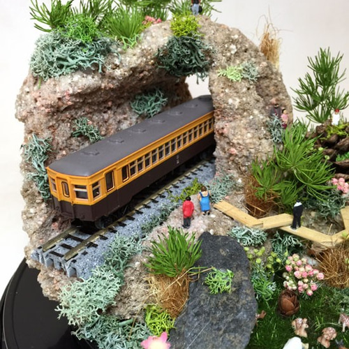 鉄道模型（Nゲージ）のハコニワジオラマ。蒲原鉄道。1品物。化粧
