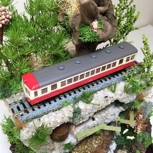 鉄道模型（Nゲージ）のハコニワジオラマ。大井川鉄道。1品物。化粧