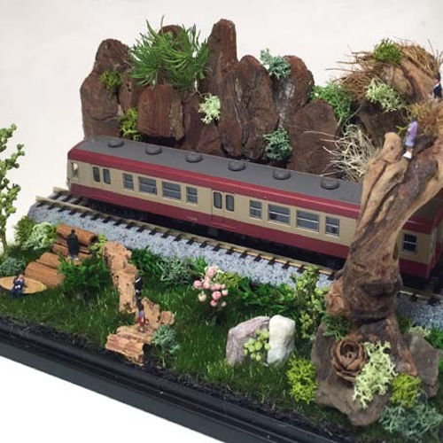 鉄道模型（Nゲージ）のハコニワジオラマ。大井川鉄道。1品物
