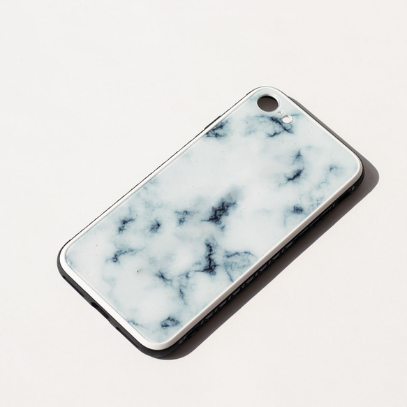 【 大理石 】 名前入れ iPhoneケース オーダーメイド ほぼ 全機種対応 （白） 強化ガラス スマホケース 6枚目の画像