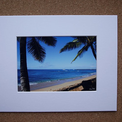 【Sailing Off】ハワイ海の写真　青い海　オーシャン　ビーチ　ヤシの木　南の島　南国　風景写真　マットフレーム 2枚目の画像
