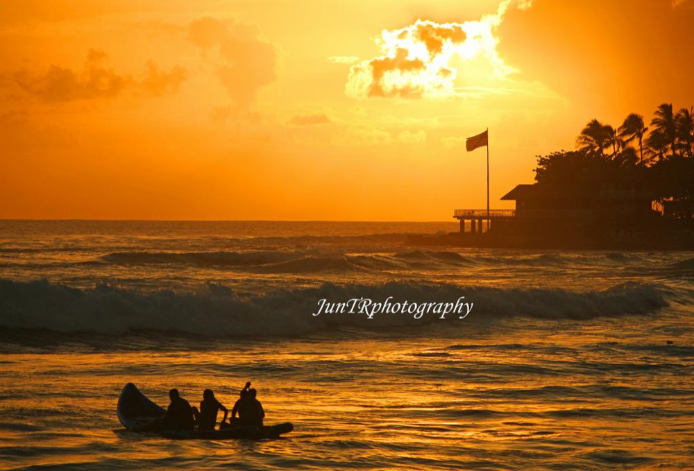 Jan Hartman ヴィンテージ風景コラージュ 水彩 夕焼け マウイ島 92