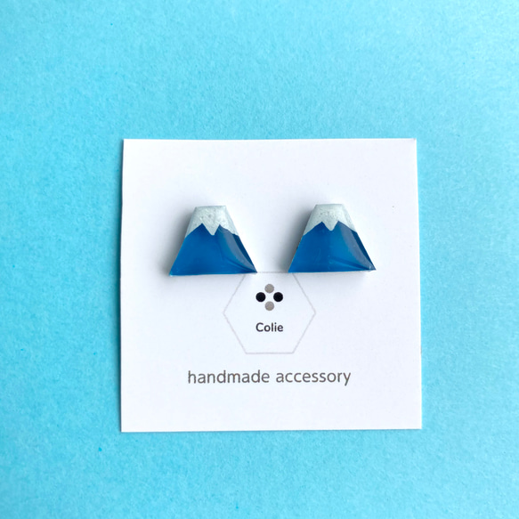 富士山ピアス/イヤリング ブルー mtfuji earrings blue 1枚目の画像