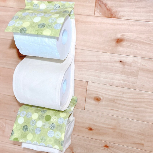 ☆黄緑☆ナプキン入れ付きトイレットペーパーホルダーカバー バス