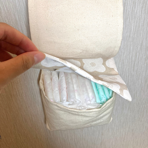 ☆北欧☆帆布のナプキン入れ付き トイレットペーパーホルダーカバー