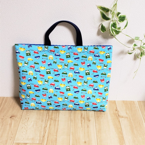 81.入園入学グッズ 男の子が好きな車柄3点セット バッグ＆シューズ