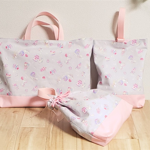 更に10％OFF！！ 優しい有翼ユニコーン柄 入園入学グッズ 3点セット 