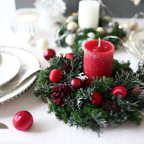 ラスト1点】赤いキャンドルとリースのセット☆Creema限定 クリスマス