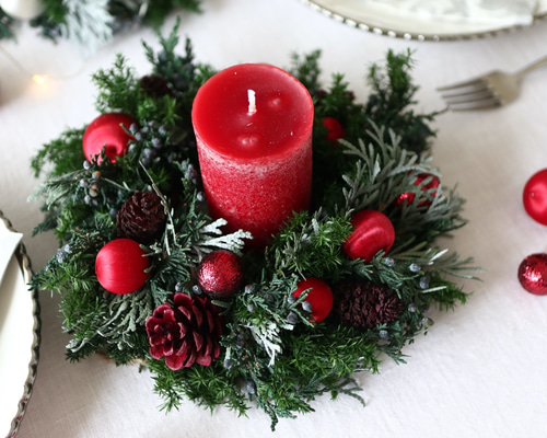 ラスト1点】赤いキャンドルとリースのセット☆Creema限定 クリスマス