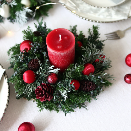ラスト1点】赤いキャンドルとリースのセット☆Creema限定 クリスマス