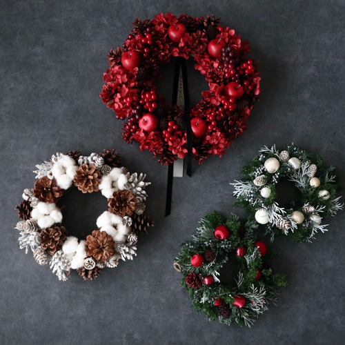 クリスマスリース　キャンドルリース ラスト1点】赤いキャンドルとリースのセット☆Creema限定 クリスマス