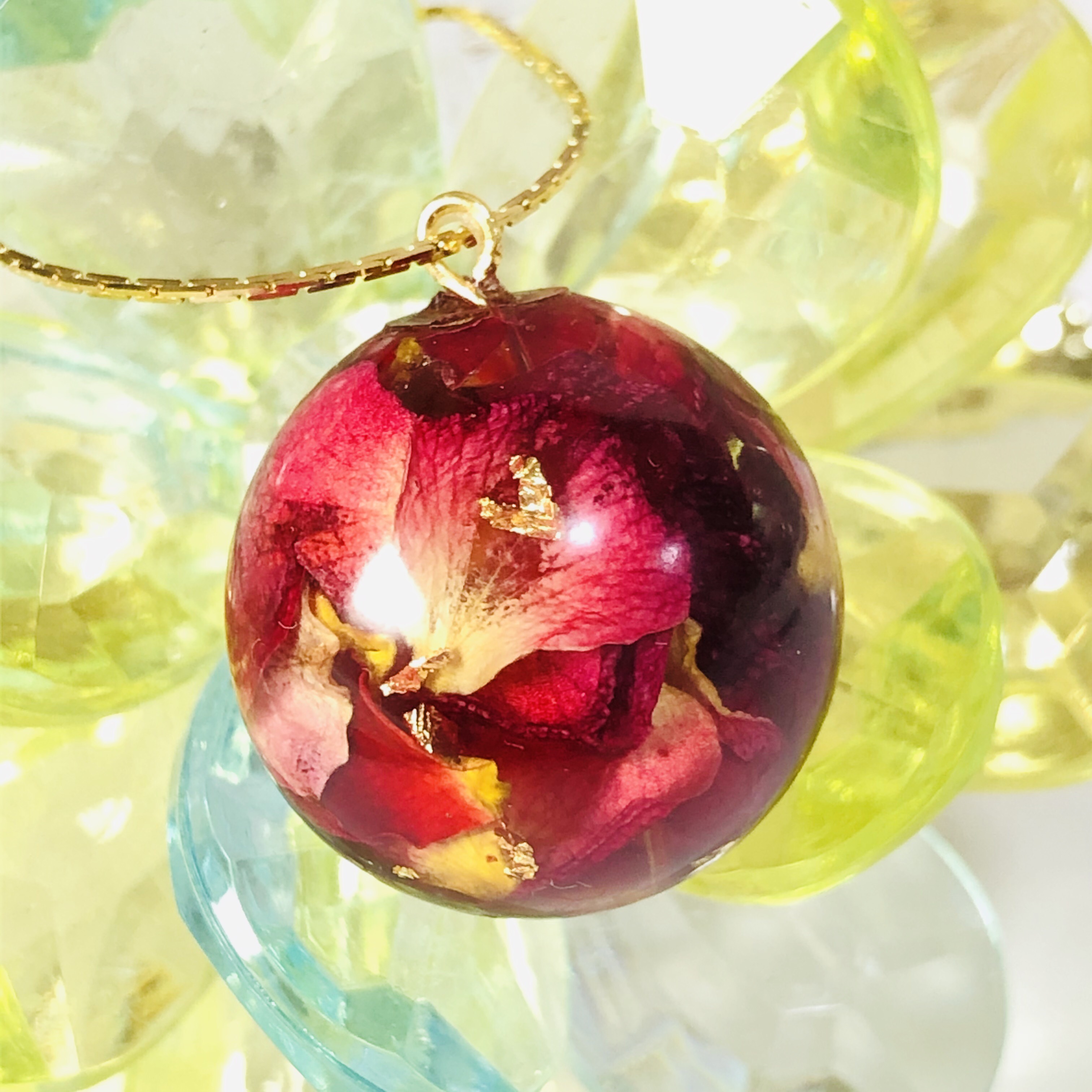 『秋の収穫祭』〜ローズペタルネックレス〜　ボルドー　赤　紅　ワイン　和モダン　アンティーク　トンボ玉　とんぼ玉　球体　丸