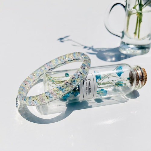 青い鳥の涙 ティアドロップバングル〜 タンザナイト クリア バングル