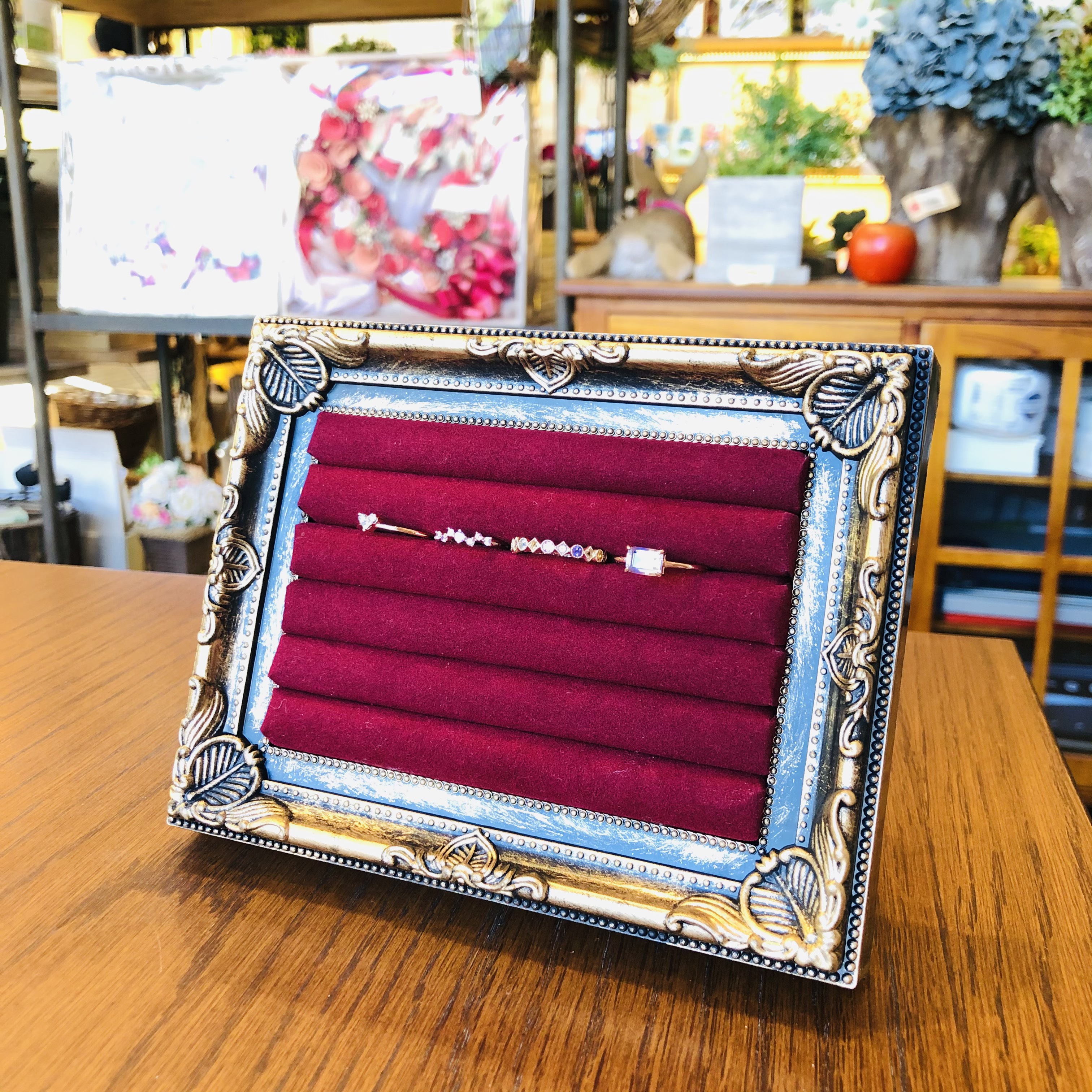 〜アンティークリング収納ケース　ボルドーS〜　リングトレー  ジュエリーボックス　収納　インテリア　雑貨