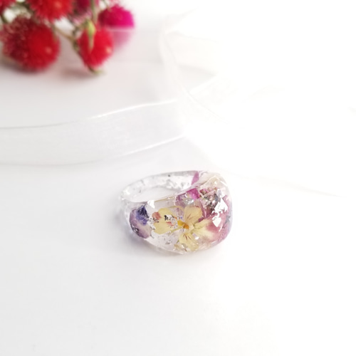 ビオラのぽってりリング〜 雫 ぷっくり 涙 ドロップ クリア レジン