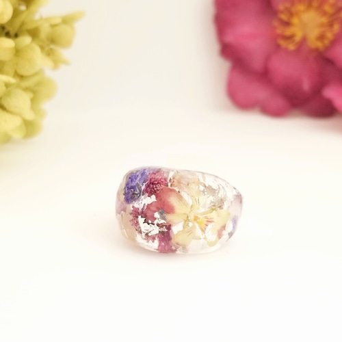 ビオラ リング　⁂　ドライフラワー　指輪 ビオラ リング⁂ドライフラワー指輪